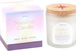 Opalite Lavender & Patchouli Manifestation Candle - Spiritual Relaxation, Positive Energy