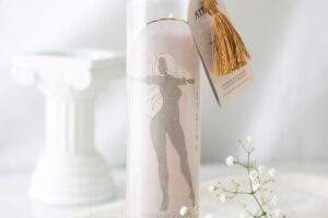 Athena Goddess Tube Candle with Clear Quartz Crystals